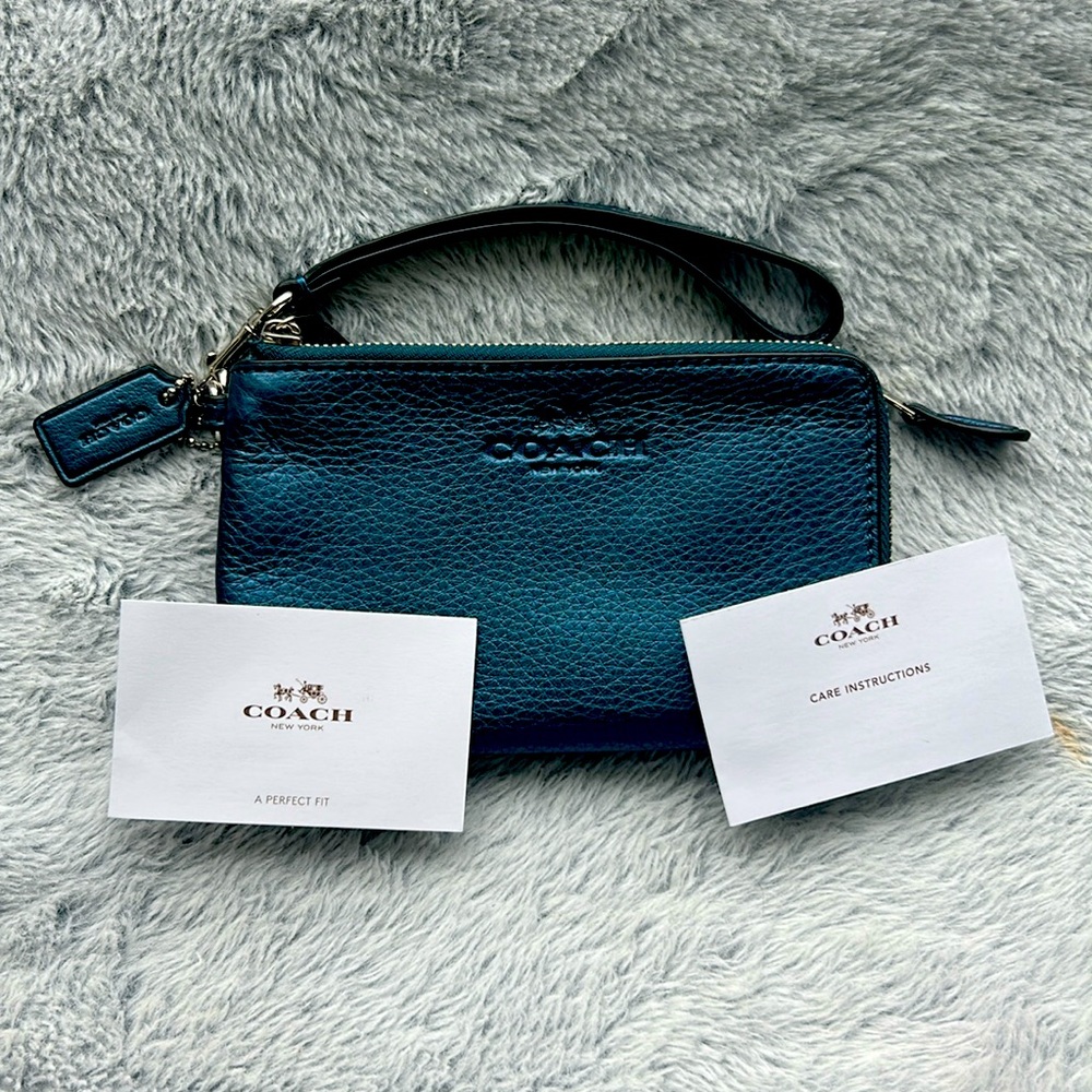 Coach Metallic Blue Wristlet
